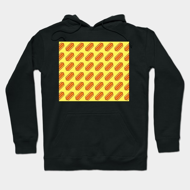 Hot Dog Pattern Hoodie by timegraf